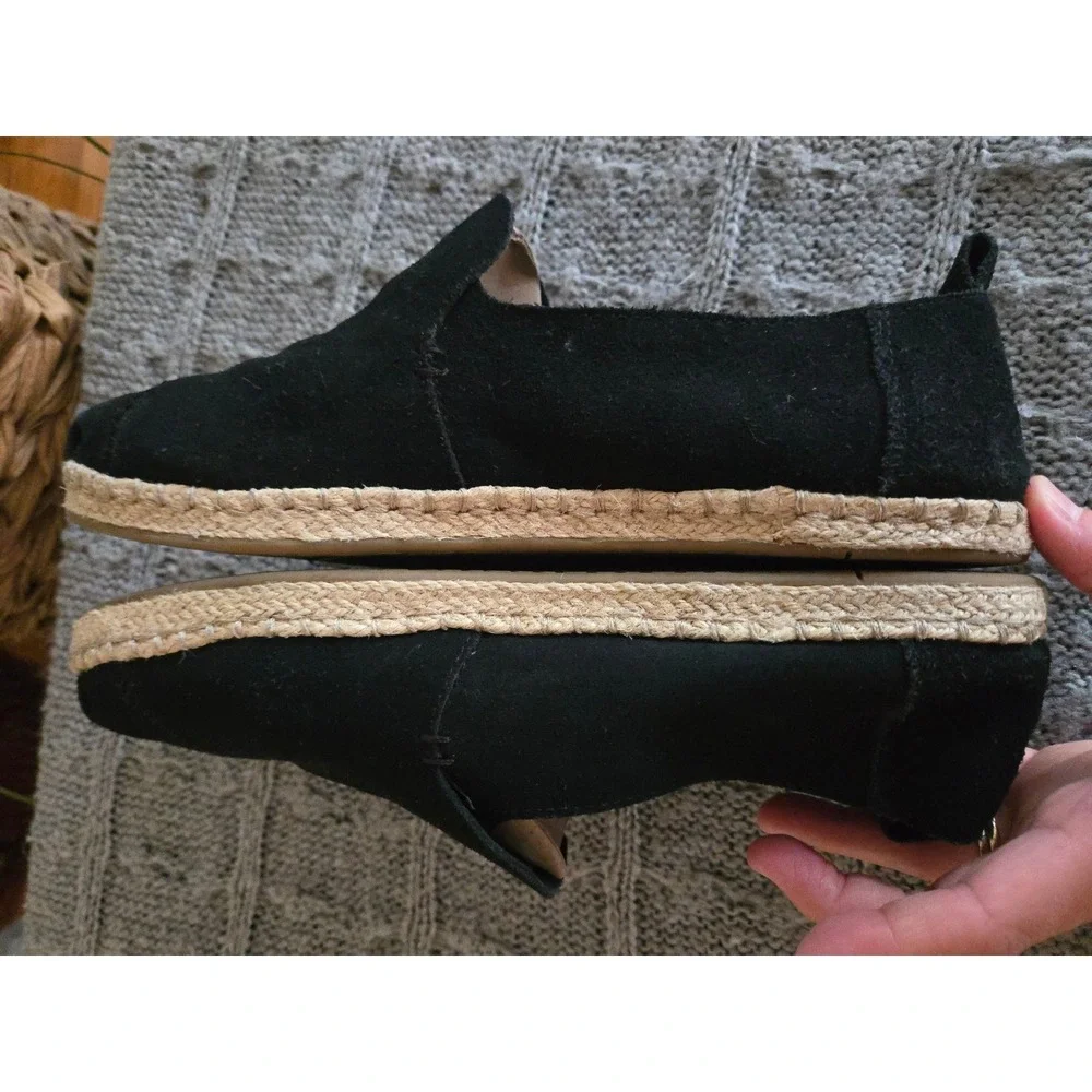 TOMS Black Suede Alpargata Espadrille Slip On Flats Women Size 10